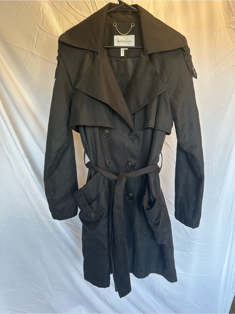 Black Trench Coat with Belt